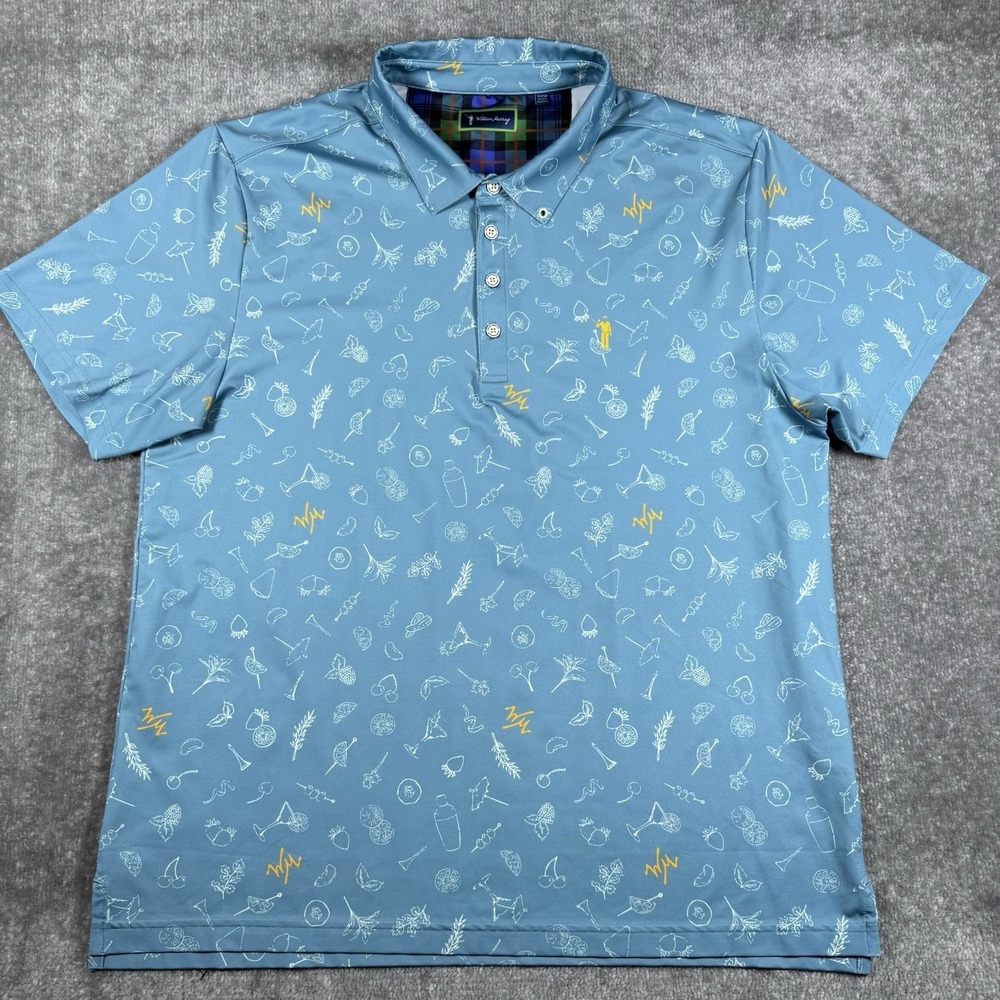 William Murray Polo Shirt Mens XL Blue The Garnish Short Sleeve Golf Performance